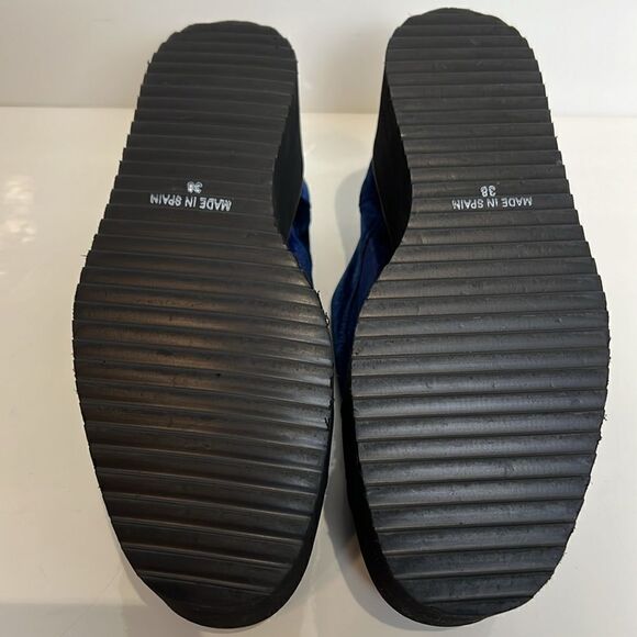 L’intervalle Blue Velvet Platform Wedge Lace Up Shoes Size 38‎ - Picture 9 of 16